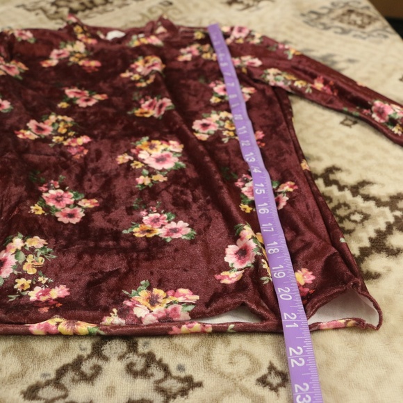 Planet Gold Juniors' Velvet Velour Mock-Neck Top - Picture 7 of 8